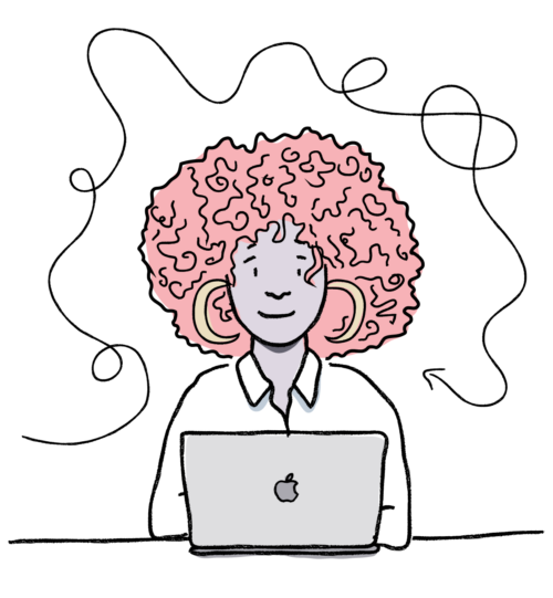 Illustration of a woman with a laptop